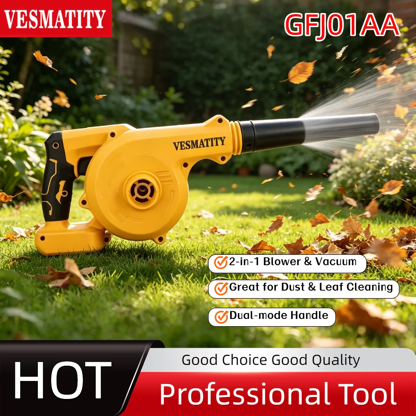 Vesmatity 2 in 1 Handle Blower Vacuum Cleaner Cordless Electric Leaf Blower Jobsite Air Blower for Dewalt 18V Battery Pro Max