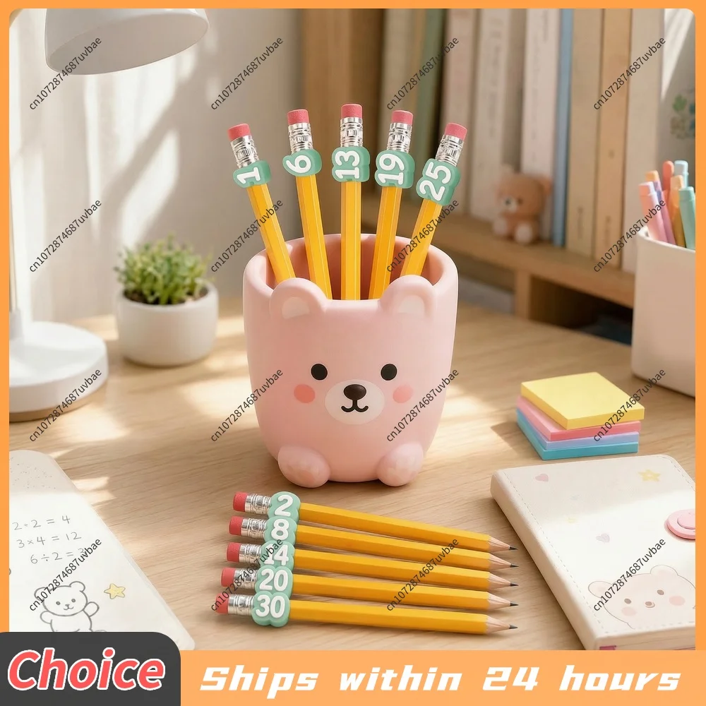 Pencil Caps Numbered 20-50 Colorful Reusable Labels Numbered Pencil Toppers Pencil Tracking Markers For Kids Students Teachers