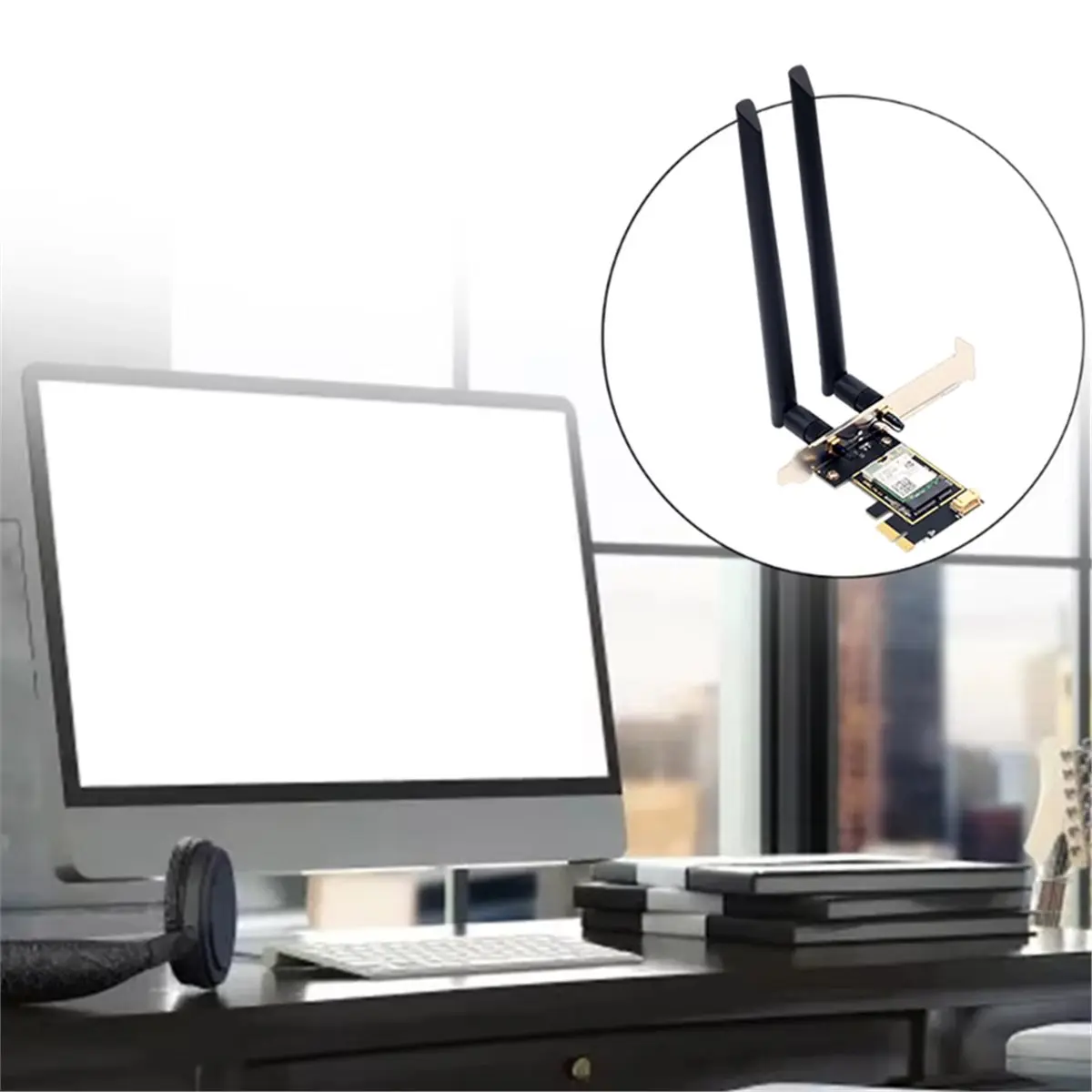 RTL8852BE WIreless WIFI6 Card with 8DB Antenna AX1800 802.11ax BT5.2 PCI-E Wireless Wlan Dual Band 2.4G/5Ghz Wlan