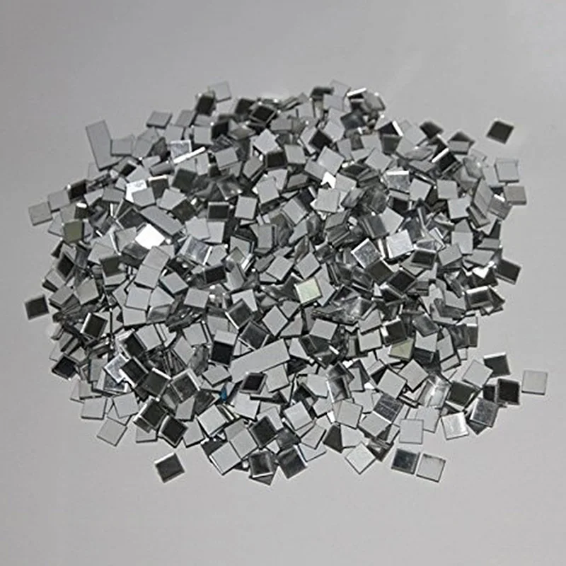 100 Pcs Small Square Glass Mirror Mosaic Tiles DIY Home Artwork Supplies Decor