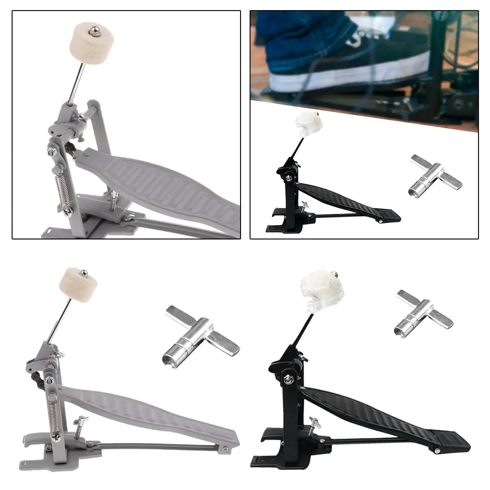 Bass Drum Pedal Professional Aluminum Alloy Portable Single Foot Kick Kick Drum Pedal for Performance Electronic Drums