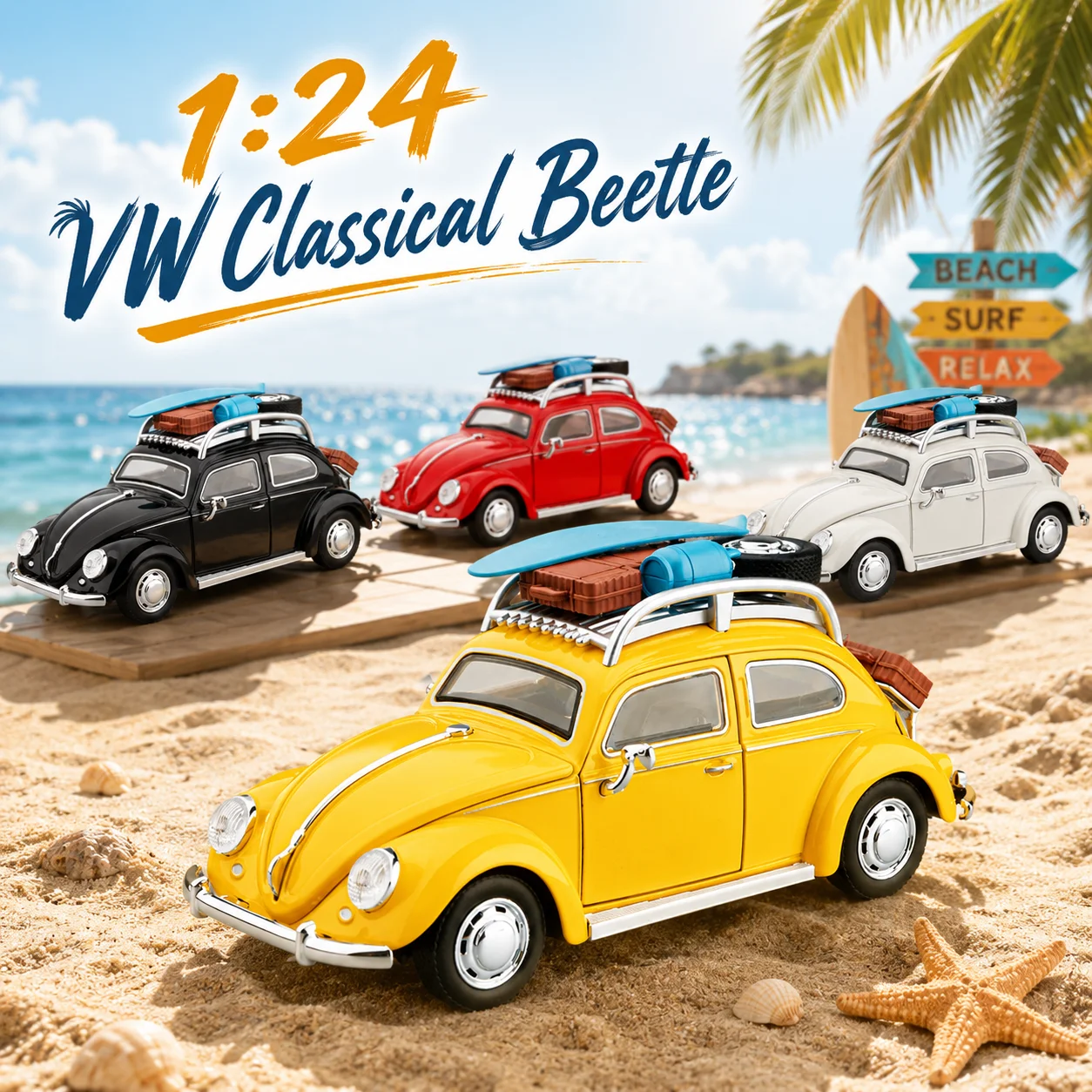 

1/24 Volkswagen Classical Beetle Vintage Toy Car Diecast Metal Rally Miniature Sound & Light Gift For Kid Boy Collection