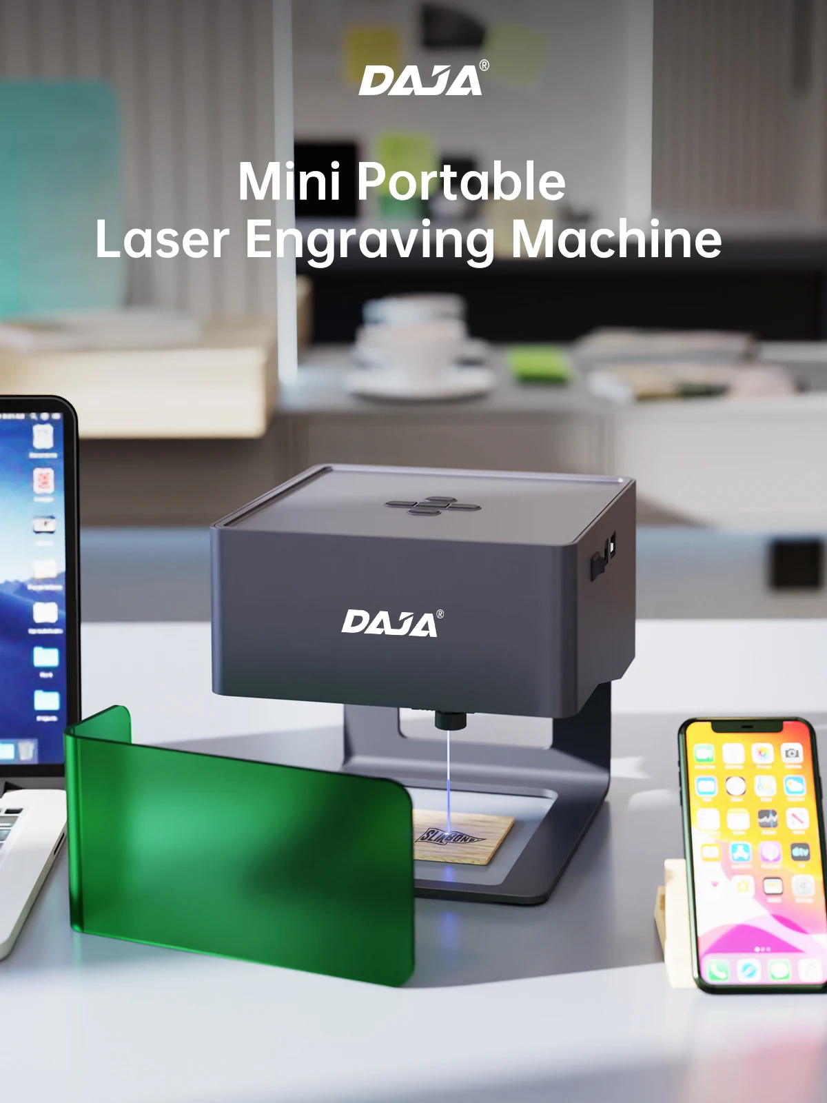 DAJA DJ6 Mini Draagbare Lasergraveerder Diy Bluetooth Machine Geschilderd Dog Tag Papier Leer Houten Plastic Logo CNC Machine - afbeelding 2