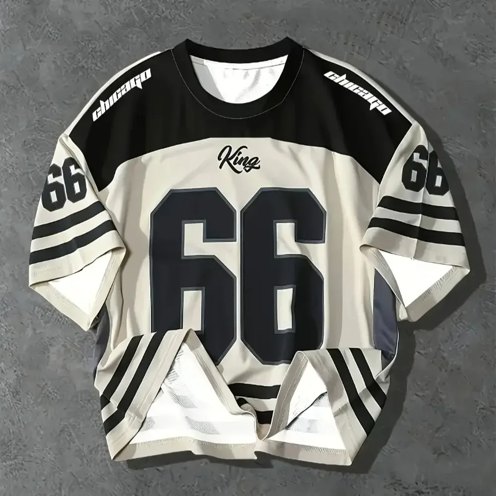 

Men's 3D Chicago No. 66 printed T-shirt Crew Neck Casual Sports Style Regular Version Men's Autumn Clothes Training Clothes