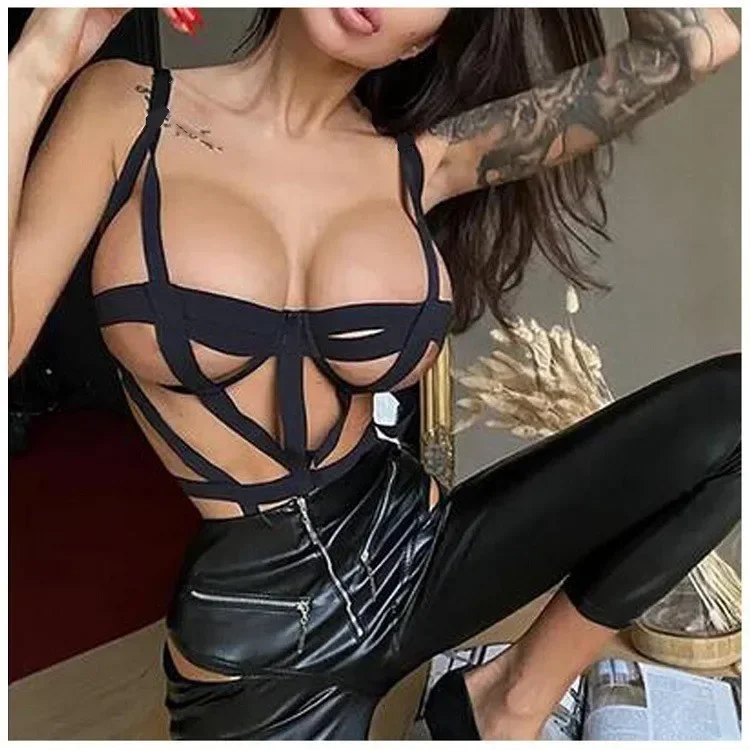 Top Sexy Lingerie Women Mesh Socks Women Sexy G-String Hollow Out Bandage Bodysuit Set Erotic Lingerie Femme Jumpsuit