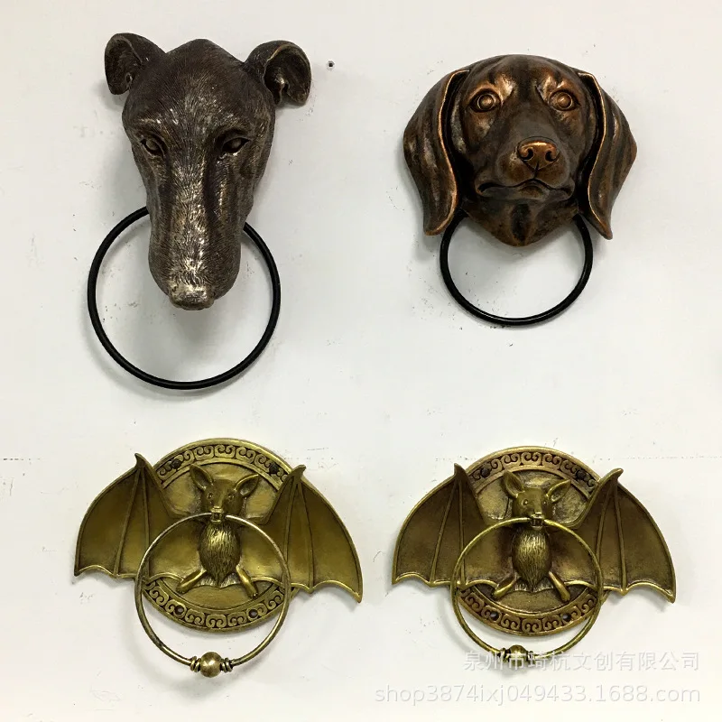 

Animal Head Door Ring Home Indoor Bat Dachshund Wolf Dog English Fighting Dog Wall Decoration Crafts