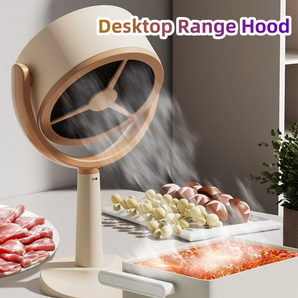 Desktop Range Hood Extractor Exhaust Adjustable Angle USB Plug Charging Exhaust Fan Portable Small Kitchen Hood for Indoor BBQ