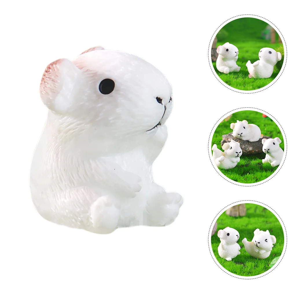 

6Pcs Small Guinea Pig Resin Decor for Miniature Garden Landscape Flowerpot Arrangement Micro Outdoor Indoor Display Set