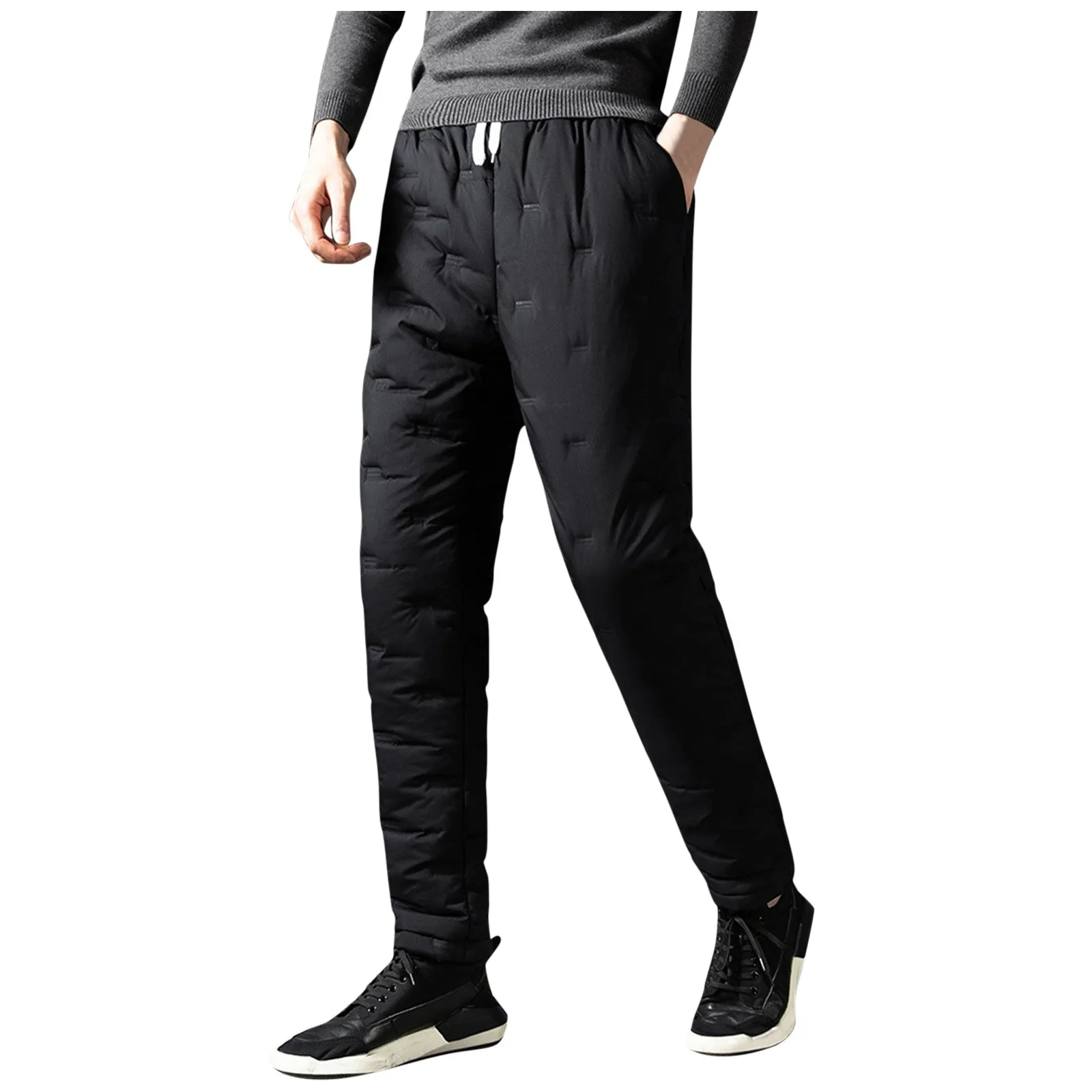 

New Luxury Warm Solid Full Length Pencil Pants Thickened Pocket Drawstring Man Trousers Men Y2k Clothing Gym Work Pantalones