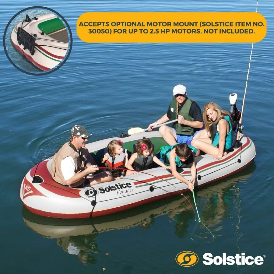 Inflatable Boat for Lakes, Rivers amp Beaches HeavyDuty Raft with Swivel Oar Locks, Rod Holders amp Inflatable Seats Voyager, F