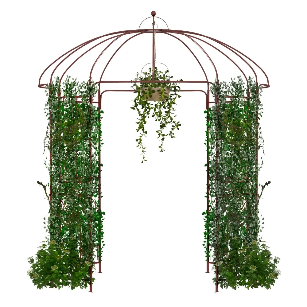 Caramanchão de jardim em forma de gaiola, gazebo de jardim de metal resistente com treliça, treliça de arco de jardim para plantas de escalada