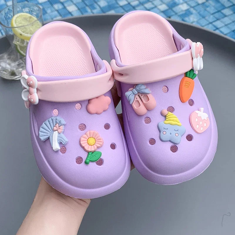 

Children Casual Slippers for Girls 2025 Summer New Fashion Korean Style Soft Bottom Anti-slippery Versatile Chic Cute Beach Shoe