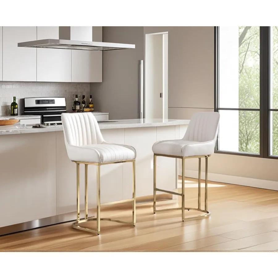 Барные стулья высотой, набор из 2 шт. со спинкой, современные кухонные табуреты с золотыми ножками, кожаные островные стулья, удобная полоска Ba