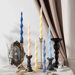 Screw Long Pole Candles Acrylic Moulds Wave Column Wedding Decor Scented Candle Holder Gift Spiral Curve Column Candlestick Mold