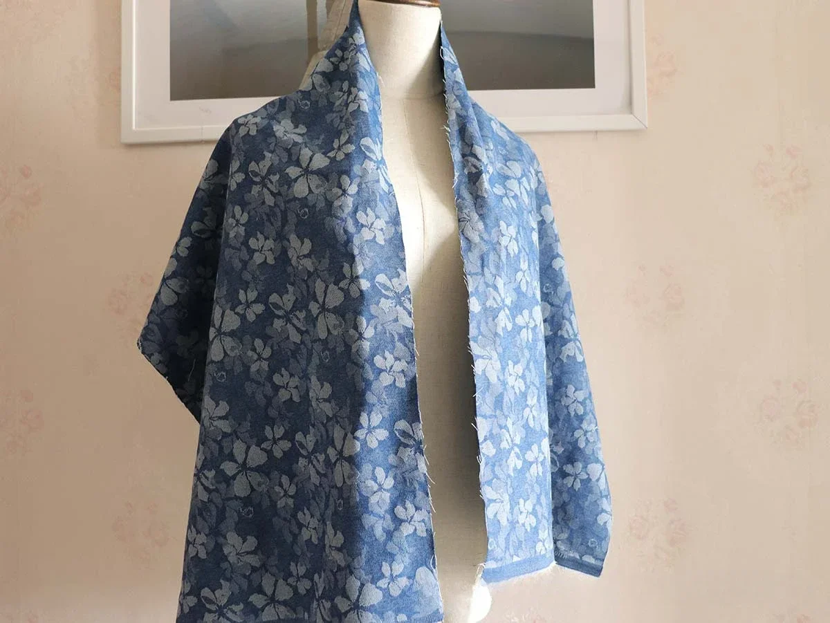 Elastic Thin Water Washed Jacquard Denim Fabric Drape Jeans Pants Jacket Diy Sewing Fabric