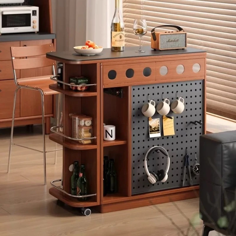 Small apartment space composite center | Solid wood rock slab multi-functional cabinet, integrated with six functions to define