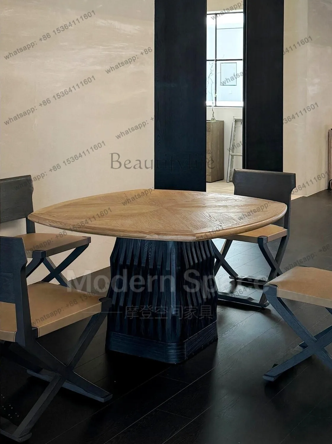 Medieval wabi-sabi wind solid wood square dining table homestay home