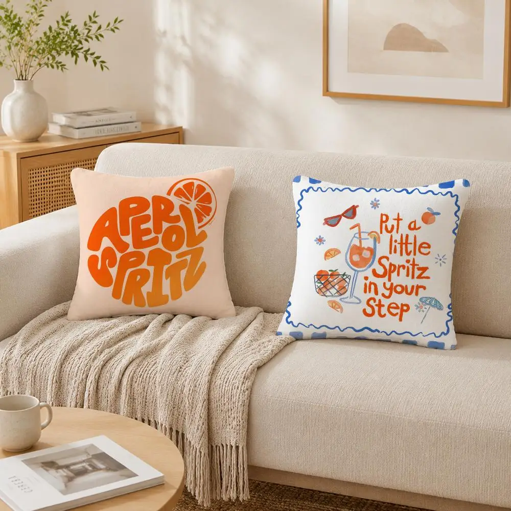 Juice A-Aperol Logo S-Spritz-z Cushion Cover Plush Decorative Pillow Case With Hidden Zipper Fashion Room Decor For Home