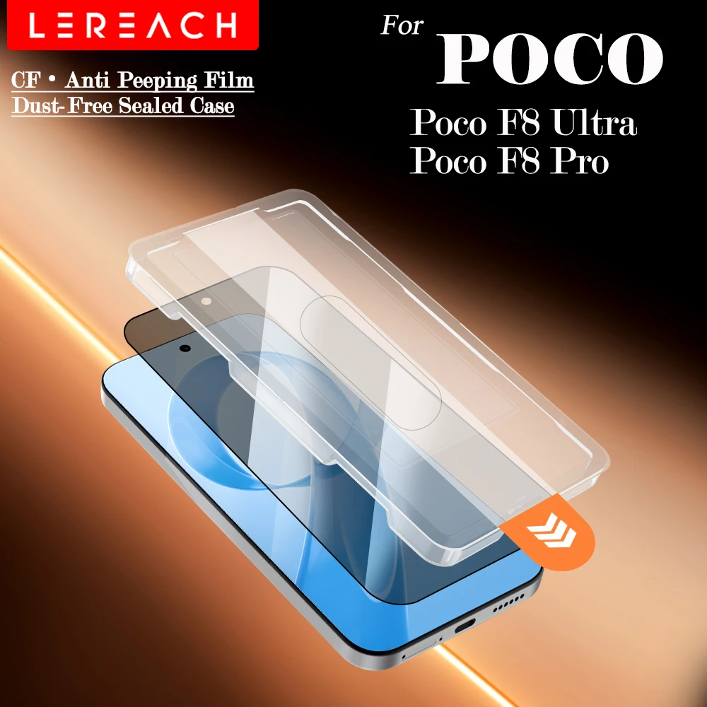 Lereach for POCO F8 Ultra F8 Pro Anti-Spy Screen Protector Full Coverage Dust-Free Box Auto-Alignment Tempered Glass