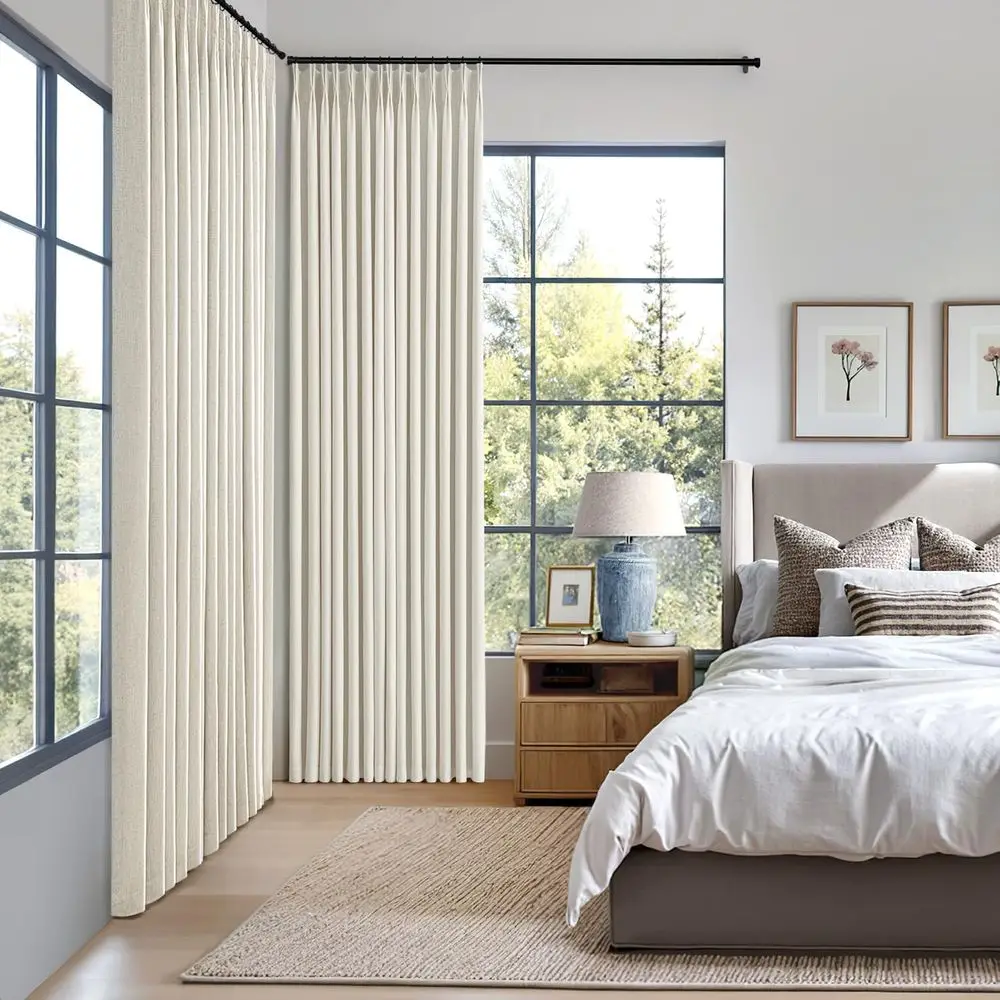 92 verduisterende linnen gordijnen - set van 2 panelen met geheugenplooien voor lichtblokkering in slaapkamers en woonkamers
