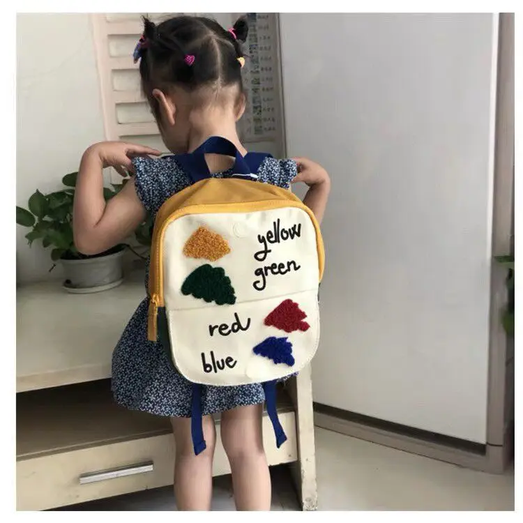 Spring New Children Schoolbag Popular Design Boys And Girls Canvas Backpack Kids Kindergarten Two-shoulder Bag School Bag