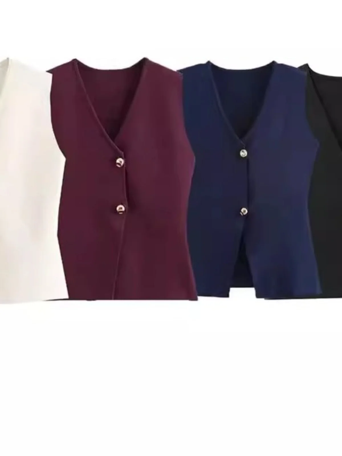 

Женский однобортный жилет с v-образным вырезом и двумя пуговицами, уличный однобортный жилет обычного кроя цвета Baund Jaet