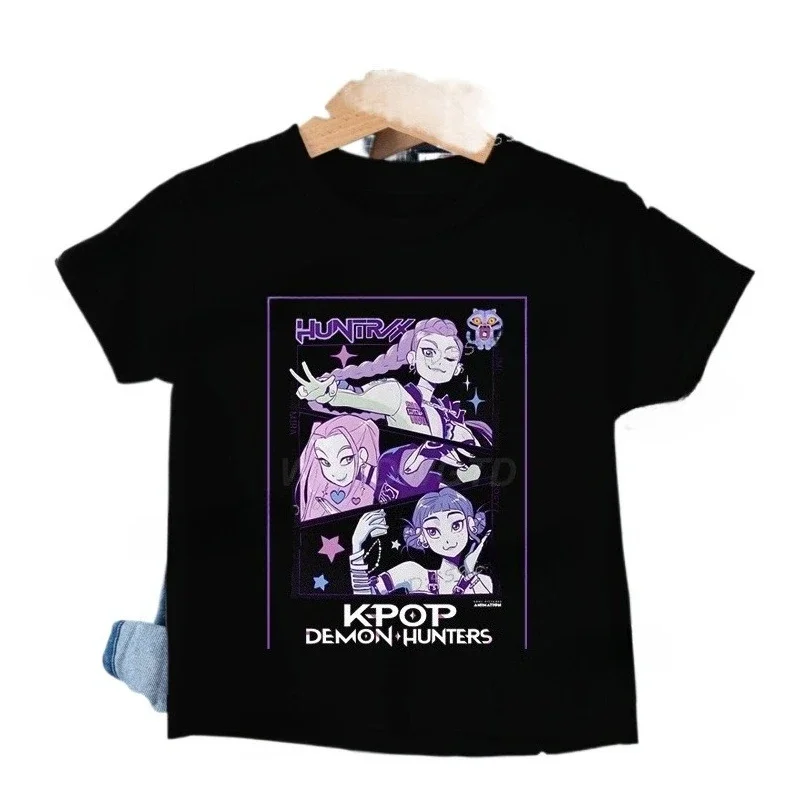 Baby Girl Boy Clothes KPop Demon Hunters Cartoon Print Cool Kids Tee Harajuku Top 2025 Movie Fans Gift Summer Tshirt Tops