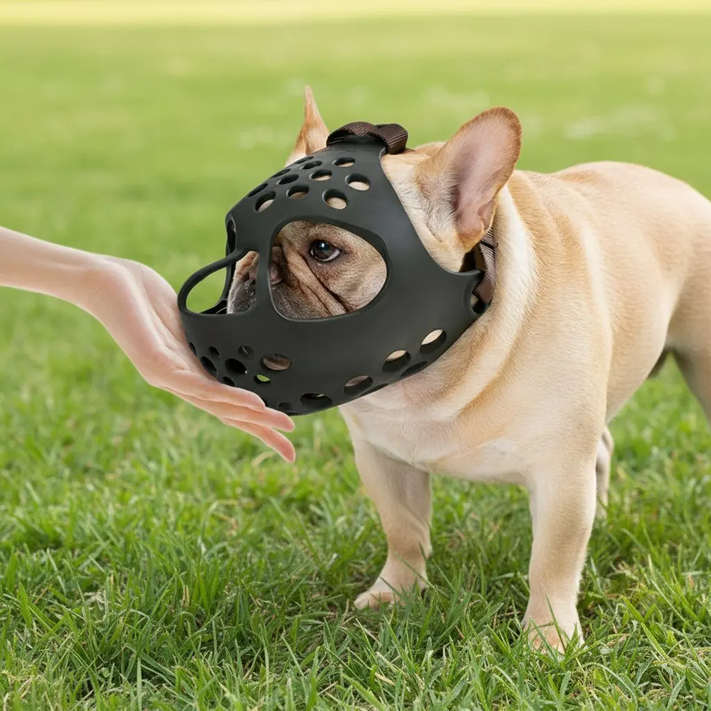 Muselière pour chien à mowque courte, muselière plate en silicone souple pour bouledogue français, shih tzu et pug, pour la prévention des morsures, de la mâchoire ouverte, du léchage et du toilettage