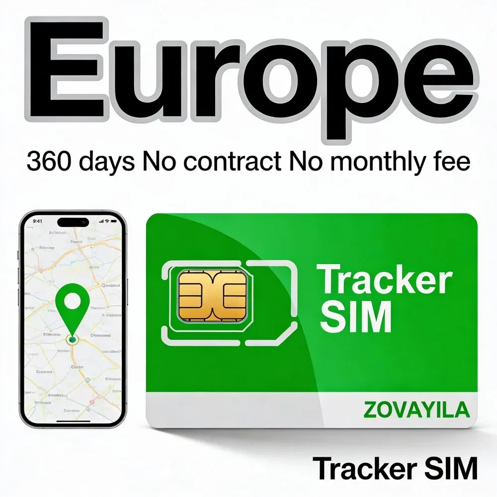 4G SIM Card for GPS Tracker for Europe No Contract 360MB/360 Days LTE Cat1 M2M Roaming for TK303F ST-902 C08 Etc.