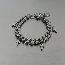 1Pcs High Quality Stainless Steel Cross Bracelets For Men Punk Curb Cuban Link Chain Bracelets On the Hand Jewelry Gifts Trendy