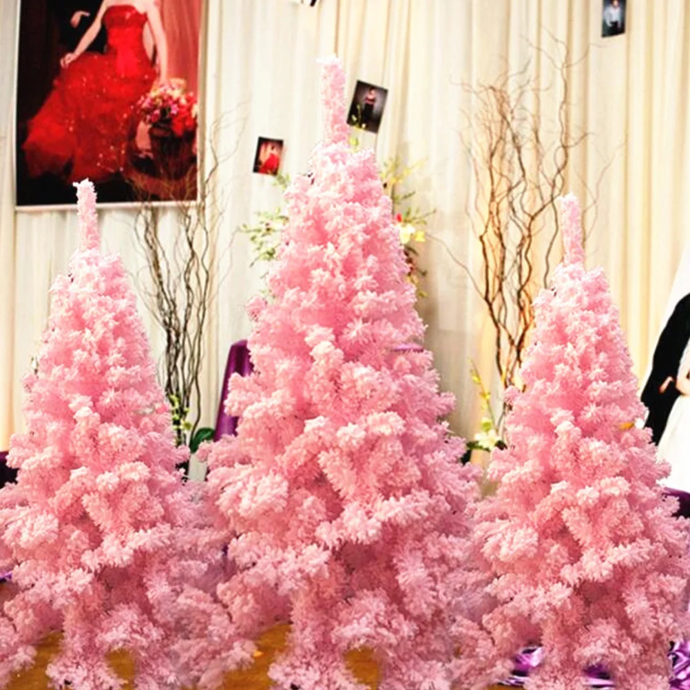 

Pink Flocked Mini Christmas Artificial Tabletop Decor For Holiday Home Xmas Party Decoration Cedar Tree Small Tree