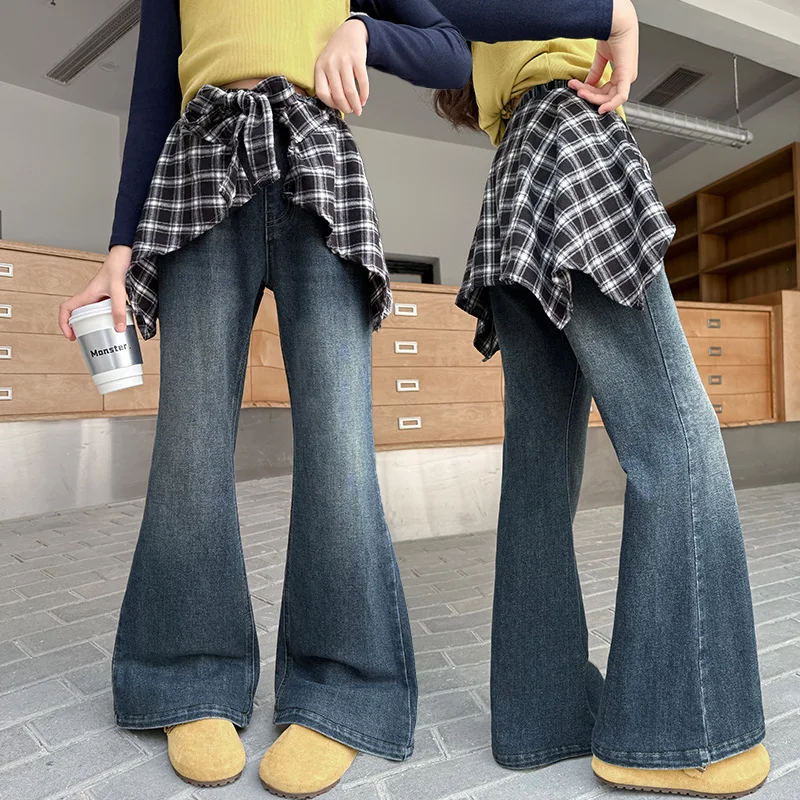 

Girls Denim Ages 4-14Y Teen Bootcut Jeans Teenage Vintage Trousers Toddler Girl Casual Fashion Denim Bottom Kids Y2k Long Pants