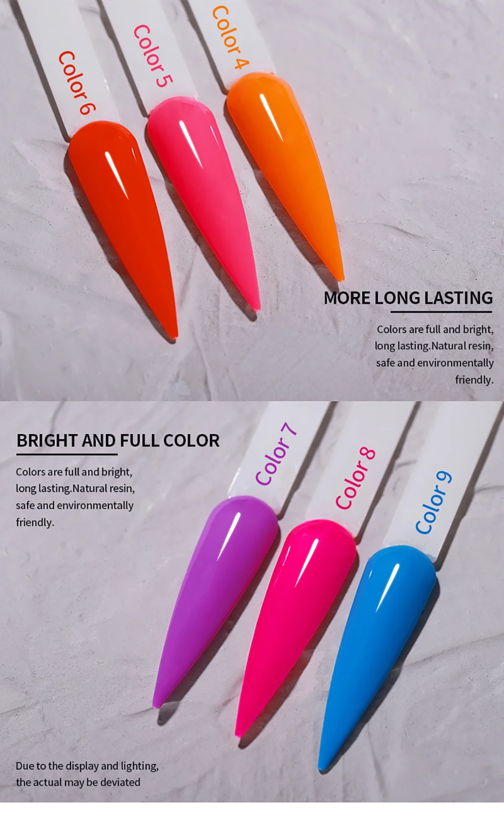 Vendeeni 9 Farben/Set Bunter Gel-Nagellack Semi-Permanenter UV-LED Soak-Off Gel-Lack Regenbogenfarben Gel-Lack für Nagelkunst – Detail 6