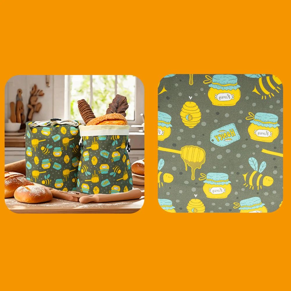 Reusable Beeswax Bread Bag 43x33cm Two Layer Design Breathable Linen Cotton Shell Natural Beeswax Interior for Loaf Preservation