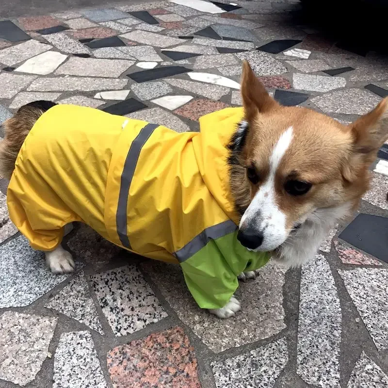 Welsh Corgi Dog Raincoat Waterproof Clothing Jumpsuit Bulldog Alaskan Malamute Big Large Dog Clothes Costume Outftit Dropship