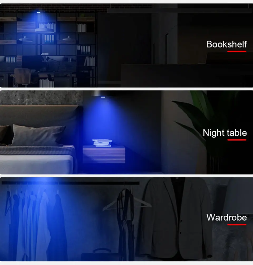 LED Ambient Night Light USB Rechargeable Cabinet Light Room Decor RGB Lights Atmosphere Lamp Magnet Wireless Car Interior Light