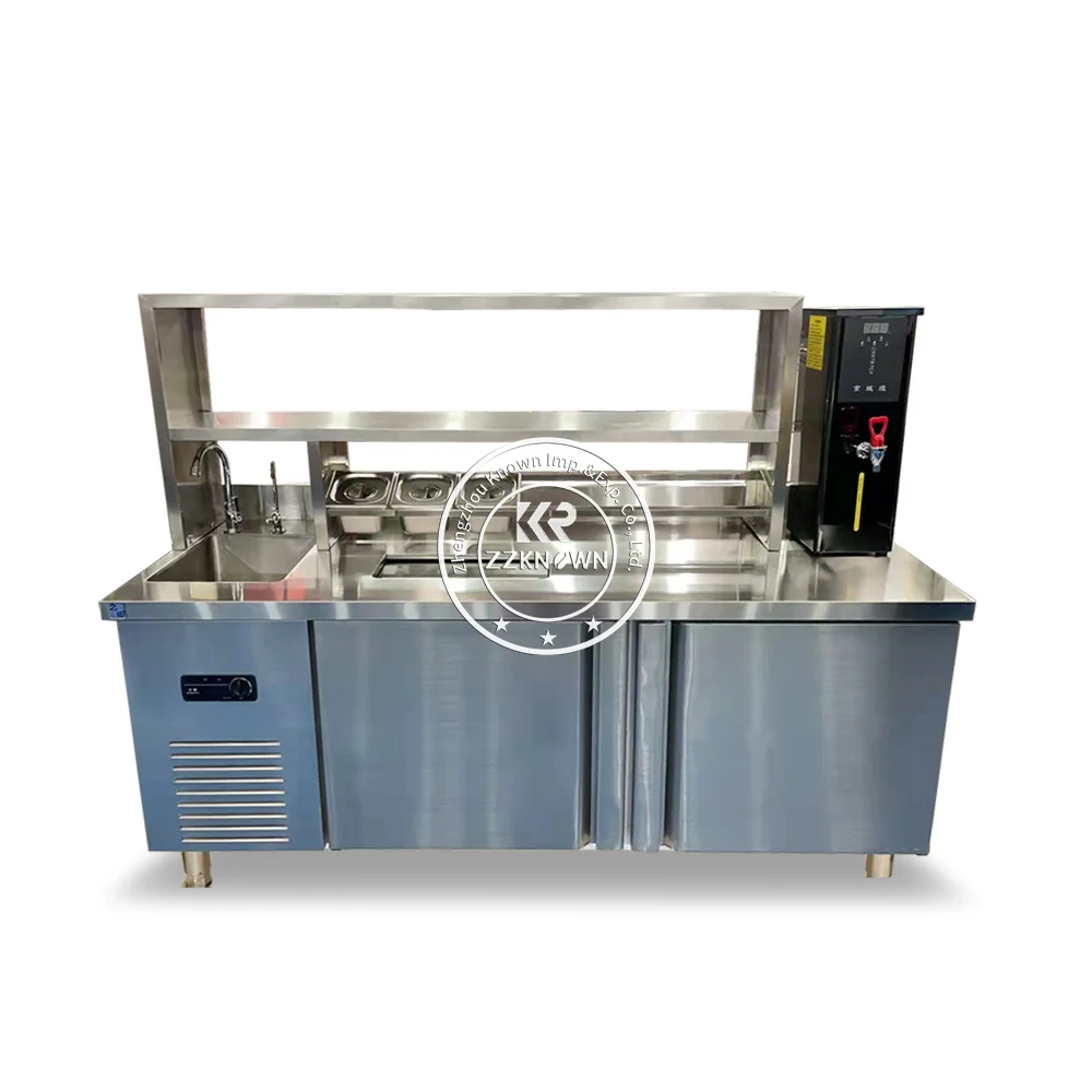 Máquina de té de burbujas con diseño personalizado, barra de refrigeración de agua de trabajo, contador de té de leche con equipos, 2024