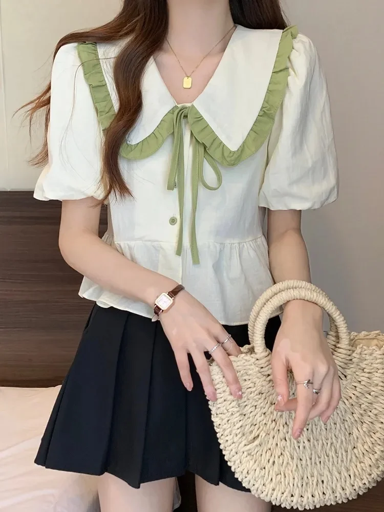 

Shirts Women Jacquard Paisley Balloon Sleeve Relaxed Fit Art Walk Retro Boho Blouse Creative Female Weekend Exploration Wear