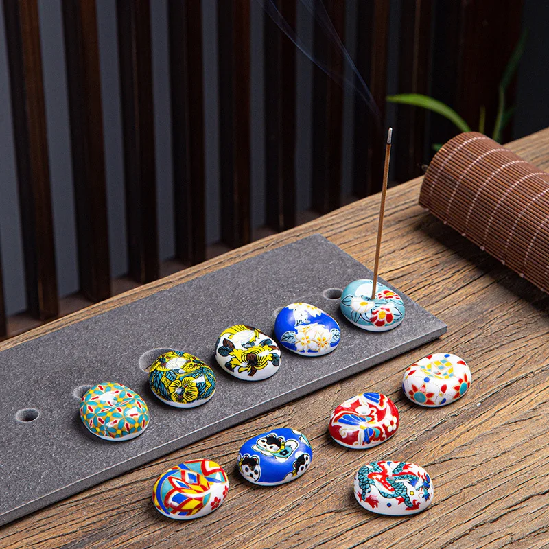 Japanese Style Ceramic Incense Stick Holder DIY Aromatherapy Line Incense Plate Temples Yoga Studios Bedroom Home Decoration