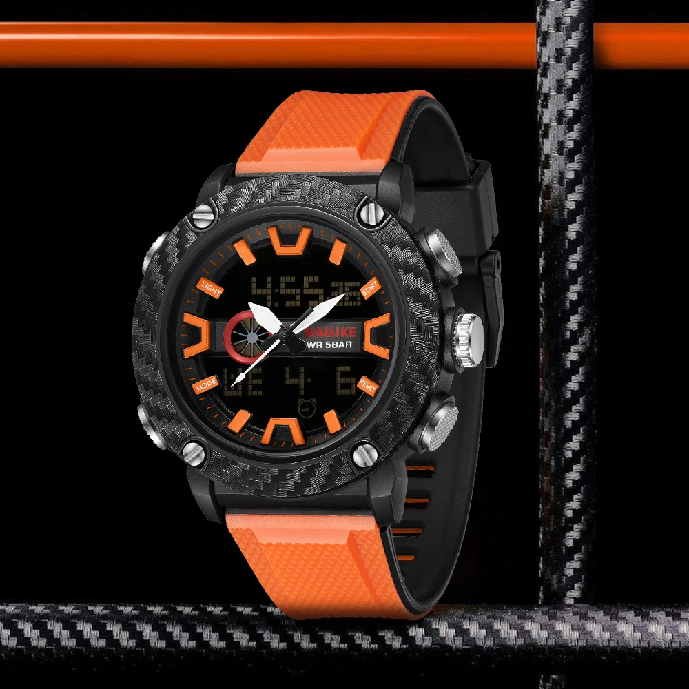 メンズ腕時計スポーツ防水ストップウォッチデジタル腕時計週表示目覚まし時計クォーツアナログ電子時計男性