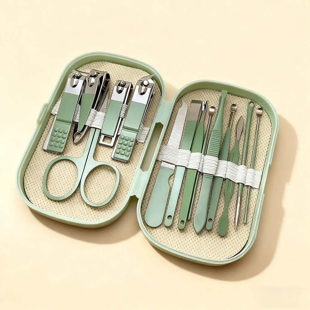 Ensemble d'outils de manucure et de pédicure en acier inoxydable, avec coupe-ongles de style moderne et outils de toilettage, ensemble de soins des ongles, 14 pièces