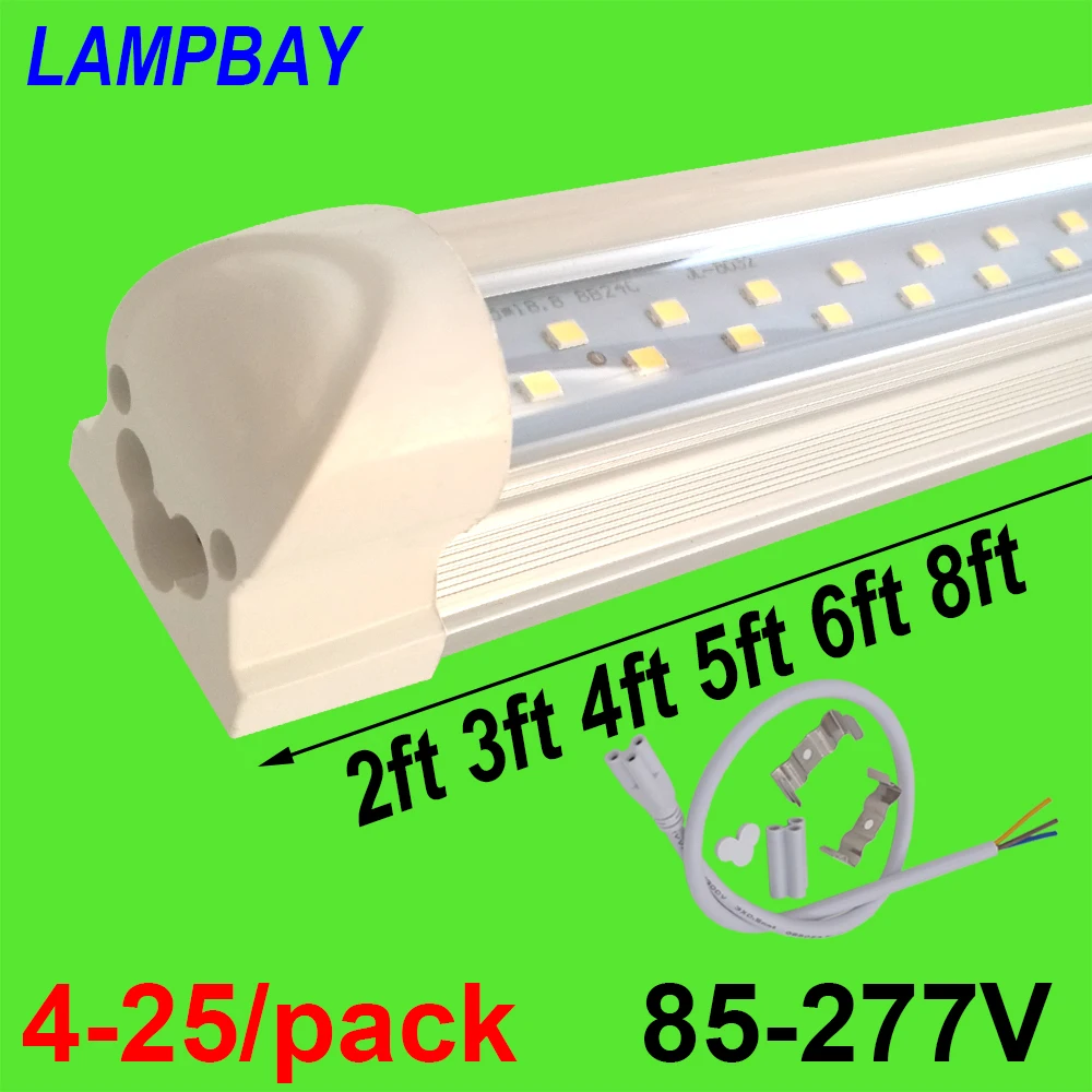 Double Row LED Tube Lights 2ft 3ft 4ft 5ft 6ft 8ft Super Bright Twin Bar Lamp T8 Integrated Bulb Fixture with fittings