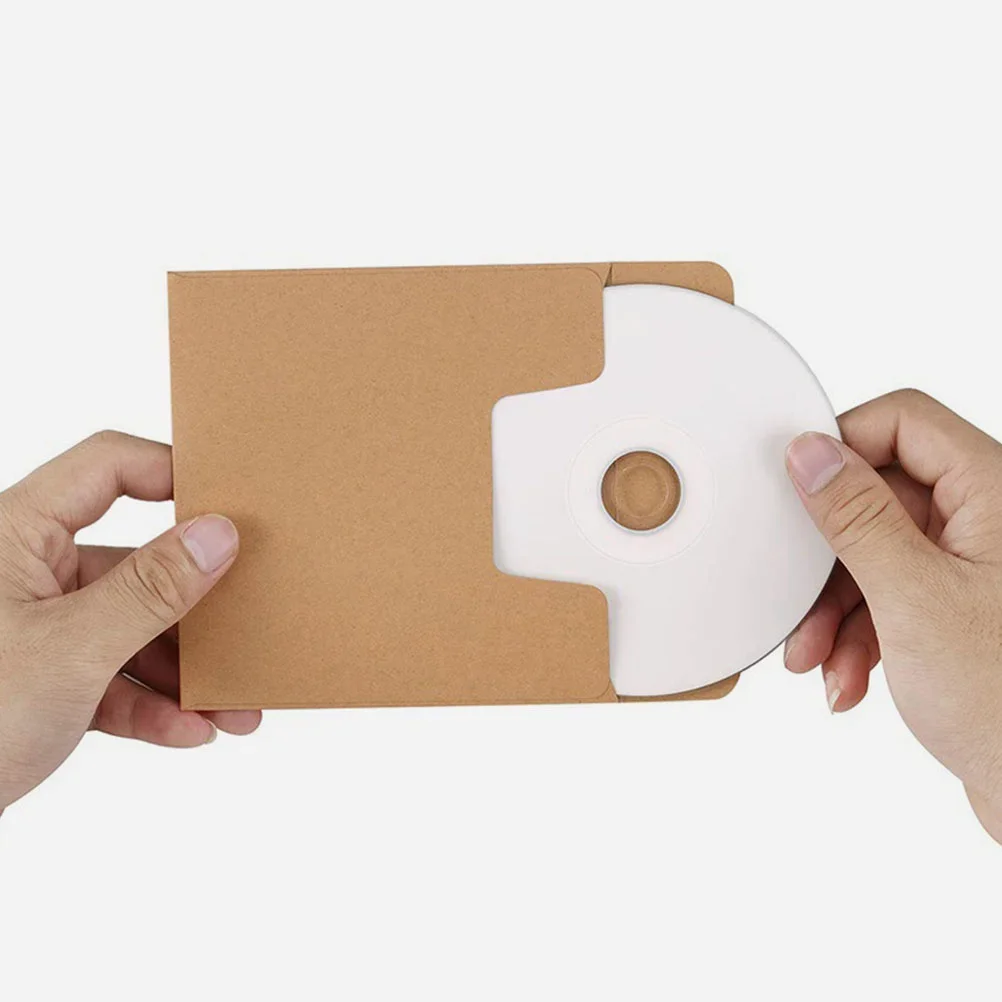 50 Pcs Kraft Paper Cd Bag Brown Envelope Pouches File Storage Greeting Card Holder Multi Function Reusable Kraft Envelopes Eco