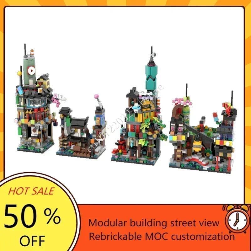 

Mini Ninjagoes City Collection MOC streetview Model Puzzle Architecture DIY Creative Birthday Christmas Toys Gifts for Kids Age