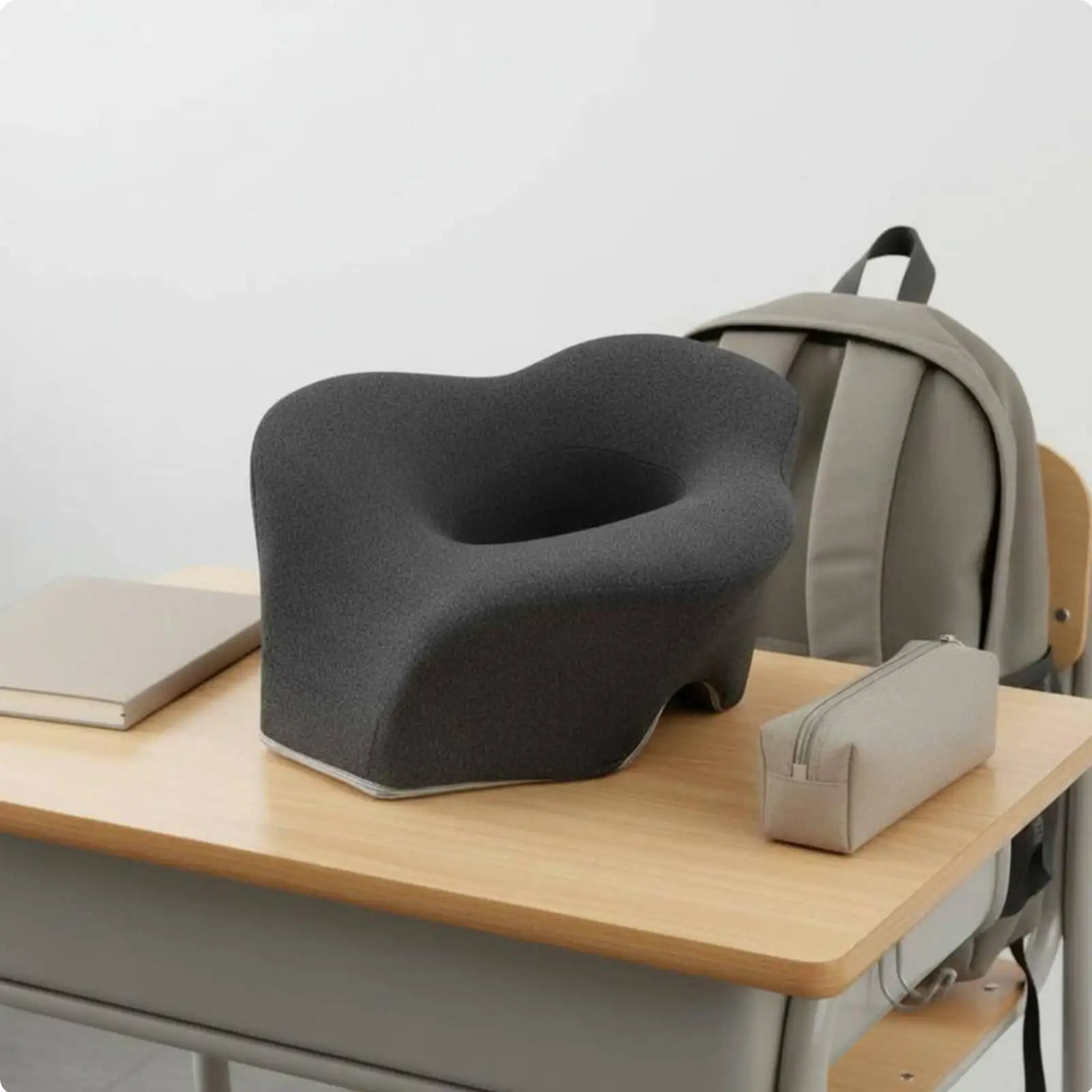 Skin Friendly Lycra Nap Pillow for Desk Rest with Ergonomic Face Down Shape and Breathable Three Sided Air Circulation