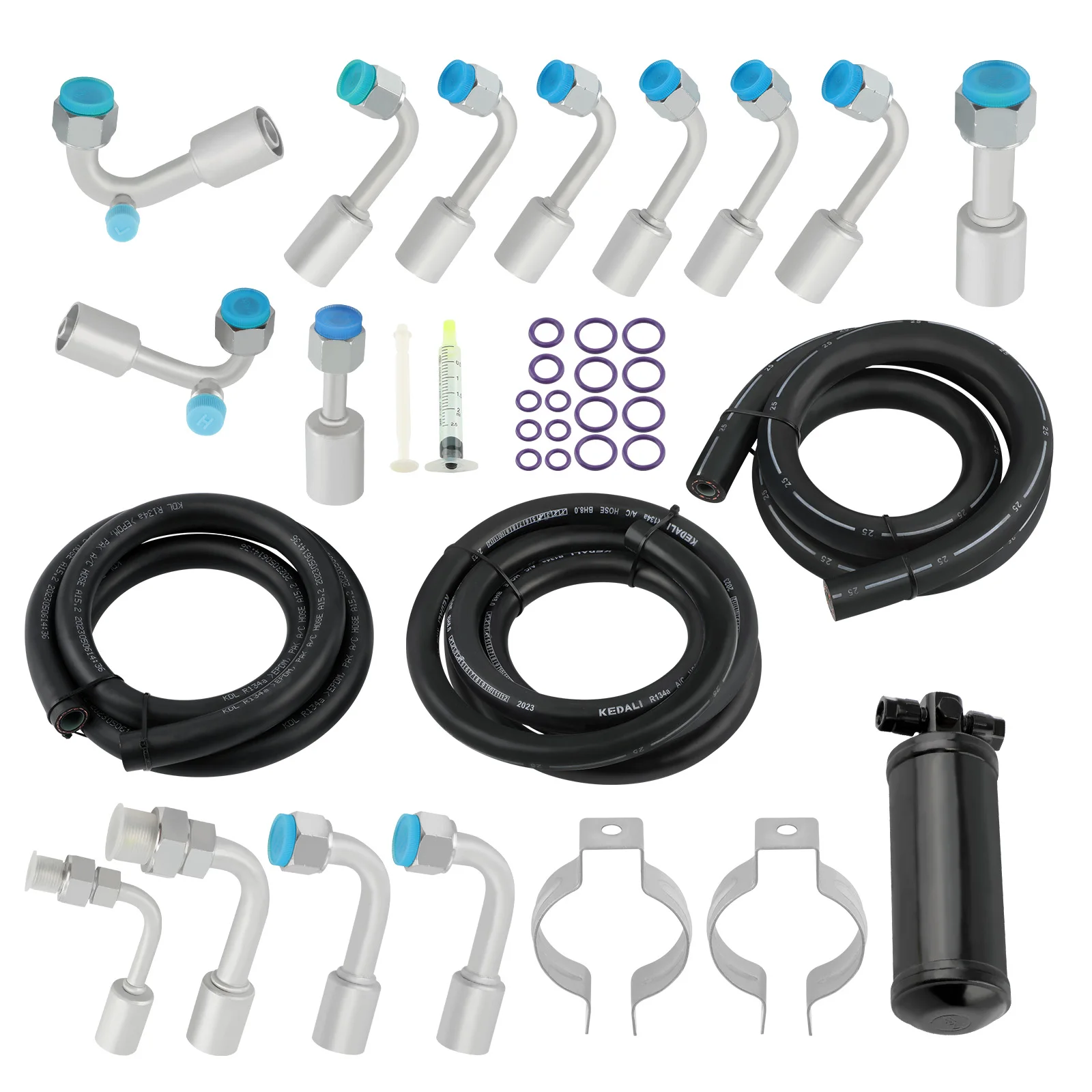 

Universal Air Conditioning AC Hose Kit R-Ring Fittings Drier 134A Fitting Hoses