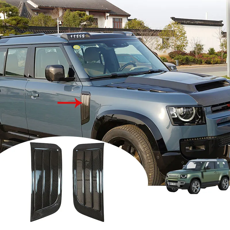 Carbon Fiber Shark gill Side fender air vent brush Exterior Accessories for land Rover defender 2020 2021 2022 2023