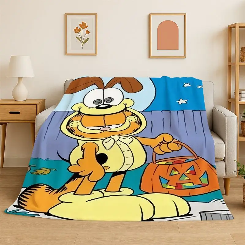 Funny G-Garfield Cartoon Cat Flannel Blanket,Ultra Soft Warm Plush Throw for Home Bedroom Bed Sofa Cover Office Camping Picnic