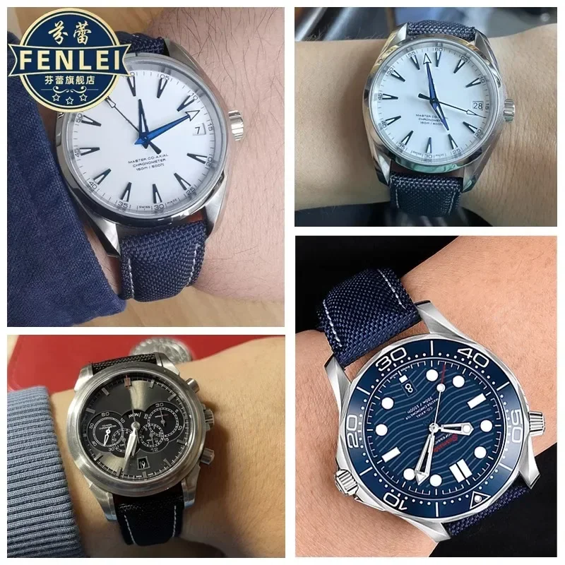 19 مللي متر 20 مللي متر قماش النايلون الساعات ل أوميغا ساماستر 300 Speedmaster AT150 أوميغا Speedmaster سلوبي 310.32 سلسلة حزام النايلون #4