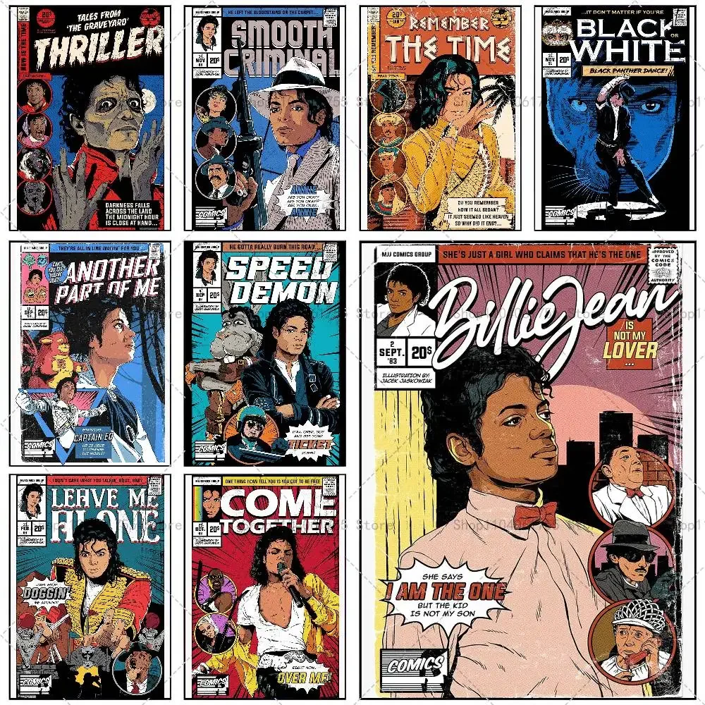 Póster de Cantante Popular M-Michael Dancer J-Jackson, Clásicos, Autoadhesivo, Arte en Papel Impermeable, Decoración de Pared para Habitación